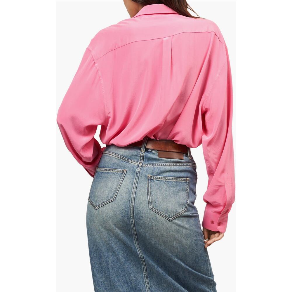 Equipment Femme OTY Oversized Silk Button Up Shirt Pink S - Picture 5 of 9